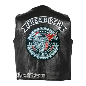 Free Biker embroidered motorcycle back patch with detailed stitching